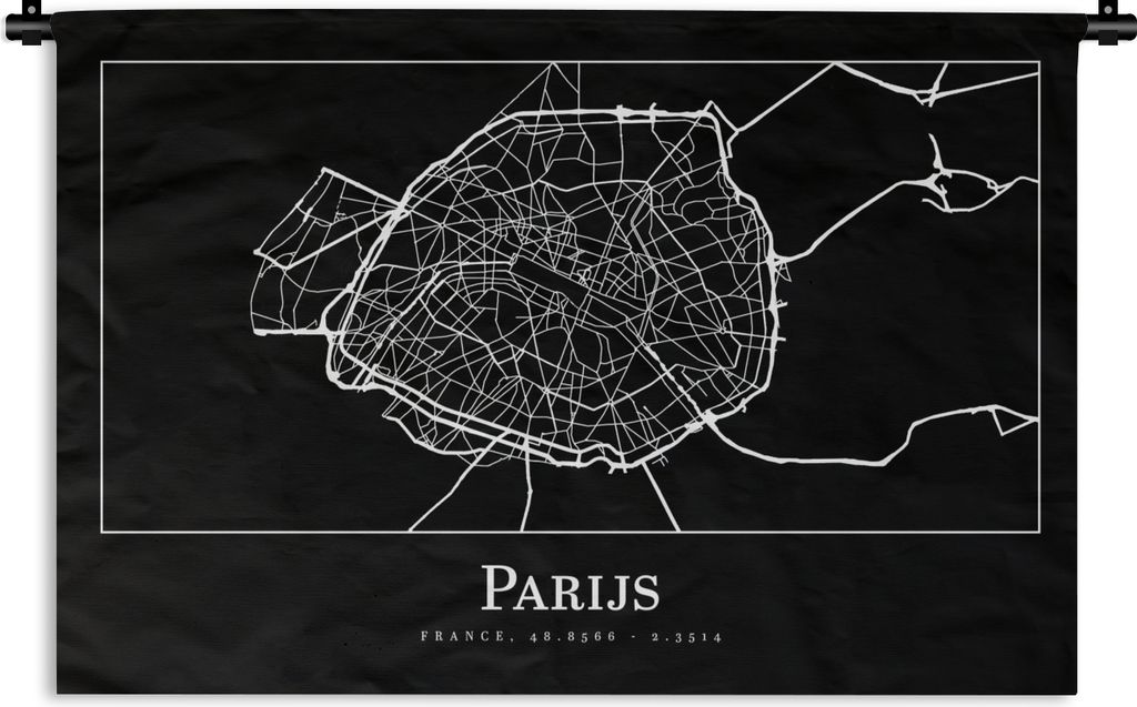 MuchoWow Wandteppich Wandbehang Paris - Karte - Stadtplan 150x100 cm Tapisserie Dekoration Wandtuch - Waschbar - Tapisserien - Wand-Decke