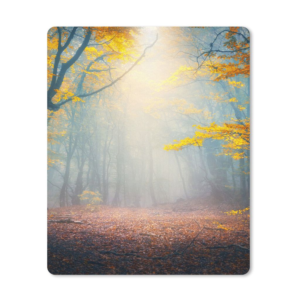 MuchoWow Mauspad Mousepad Wald - Nebel - Herbst 19x23 cm - Mousepads - Maus Mat - Pad - Mausunterlage - Mauspads - Spielen