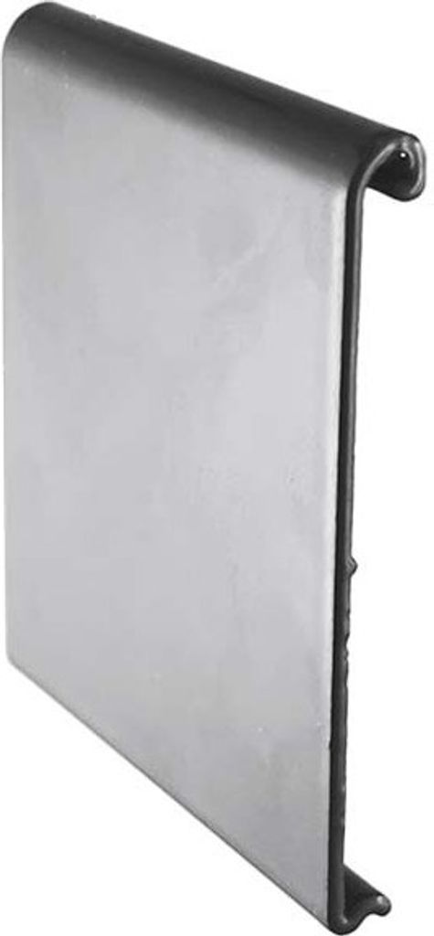 A close-up, angled view of a gray aluminum profile piece on a white background.