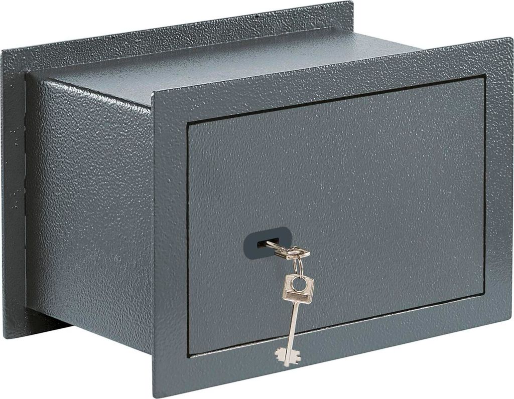 Burgwächter Wand Tresor mit Schlüssel - Einbautresor Pure Safe PSW 120 K - Mini Tresor für Wandbefestigung, Stahl anthrazit