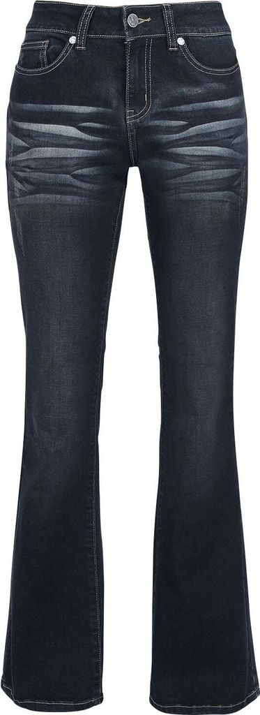 Black Premium by EMP Damen dunkelblaue Jeans mit Waschung und Schlag W30L32