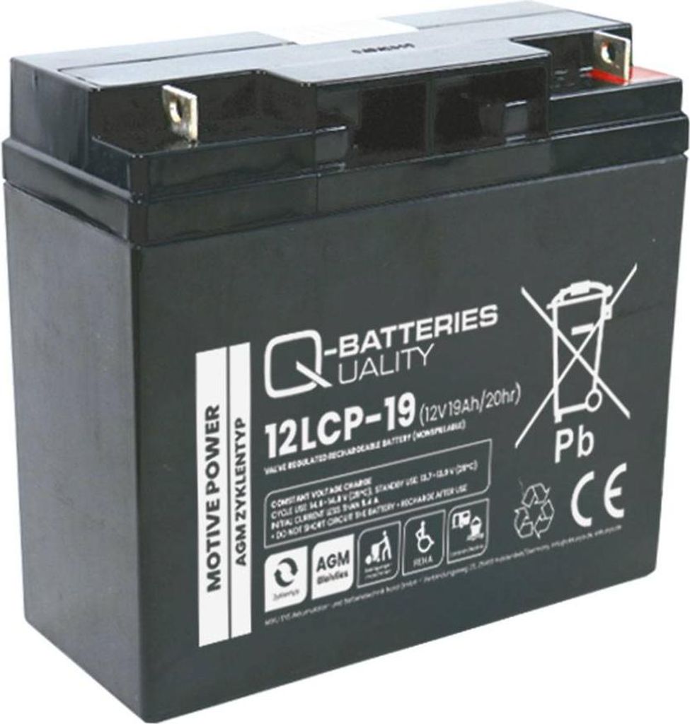 Q-Batteries 12LCP-19 / 12V - 19Ah Blei Akku Zyklentyp AGM - Deep Cycle VRLA