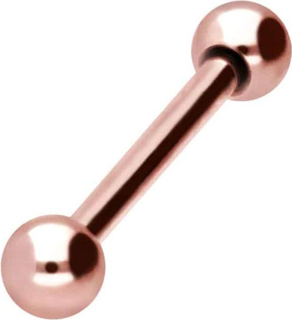 Zungenpiercing, Intim-Piercing Titan Barbell RoséGold Stablänge: 10mm + Stabstärke: 1,2mm + Kugelgröße: 3mm
