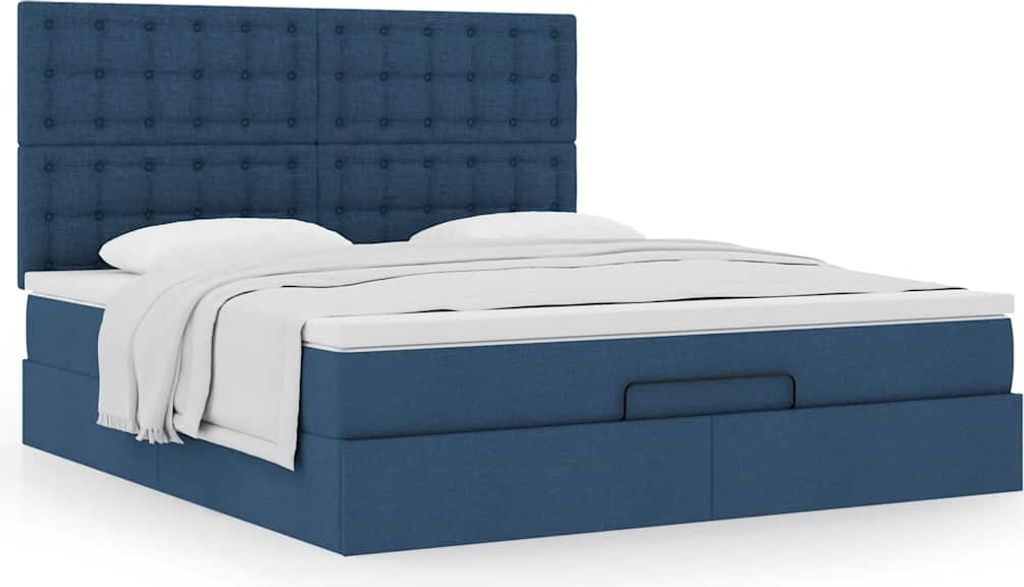 Maison Exclusive - Ottoman-Bett mit Matratze Blau 180x200 cm Stoff