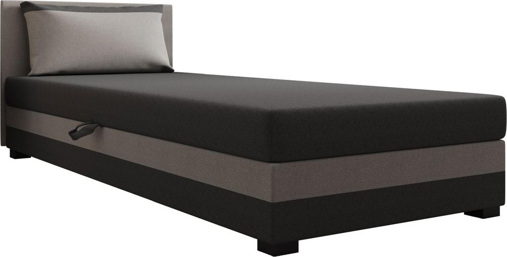 AURA SOFA Boxspringbett ILIA 110x195 Komplett-Set mit Bonell Matratze, Polsterbett mit Bettkästen - Grau/Dunkelgrau, SAWANA 21/05