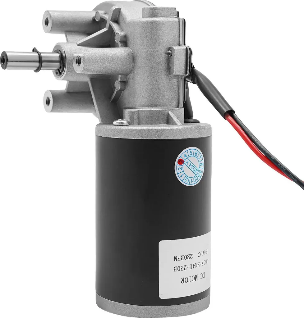 Motoriduttore a vite senza fine in c.c. - 24V 45W - Rapporto di trasmissione 3:60 - Coppia elevata - A vuoto 220 rpm - Velocità nominale 160 rpm