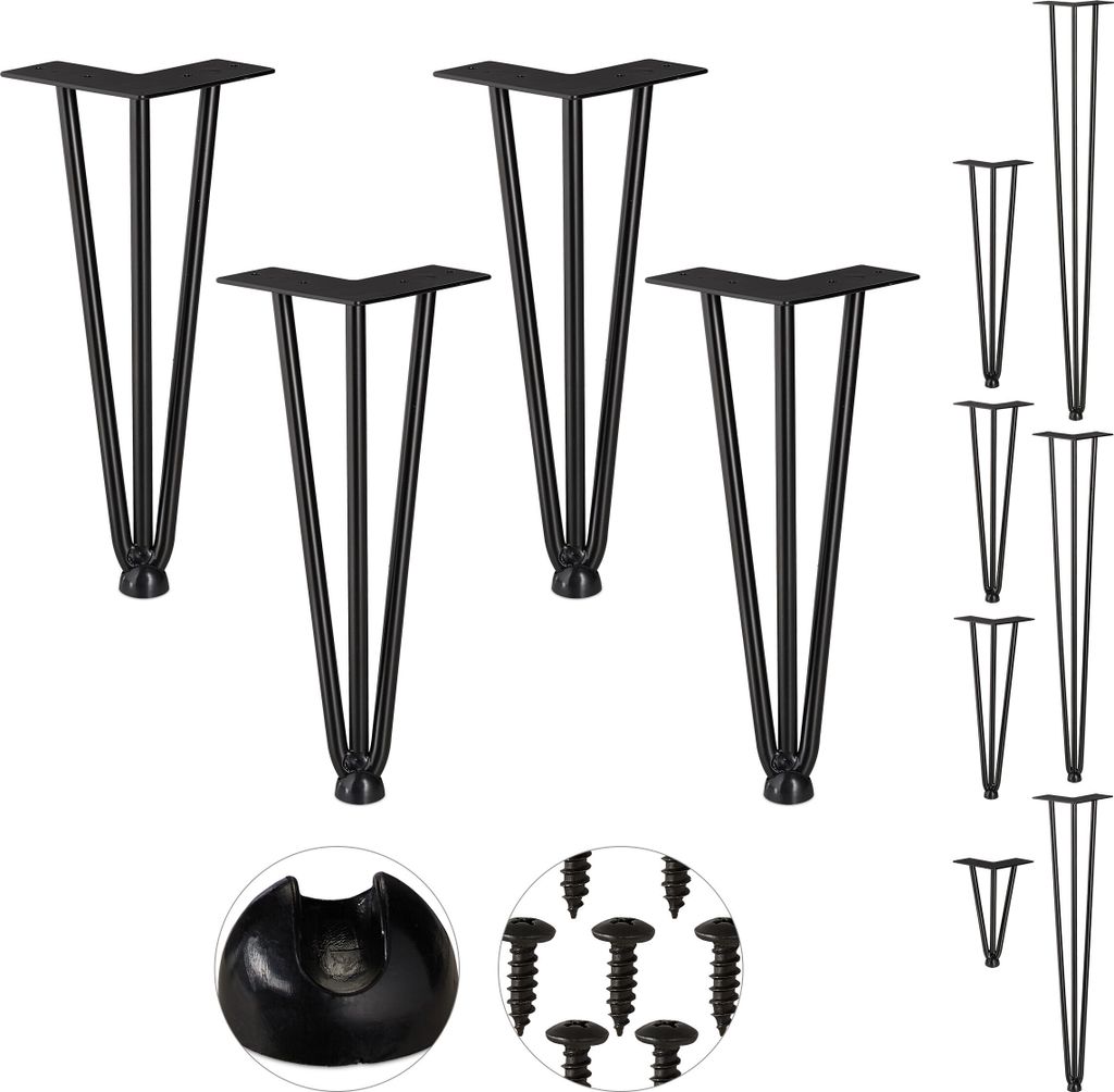 relaxdays 4er Set Hairpin Legs mit 3 Streben