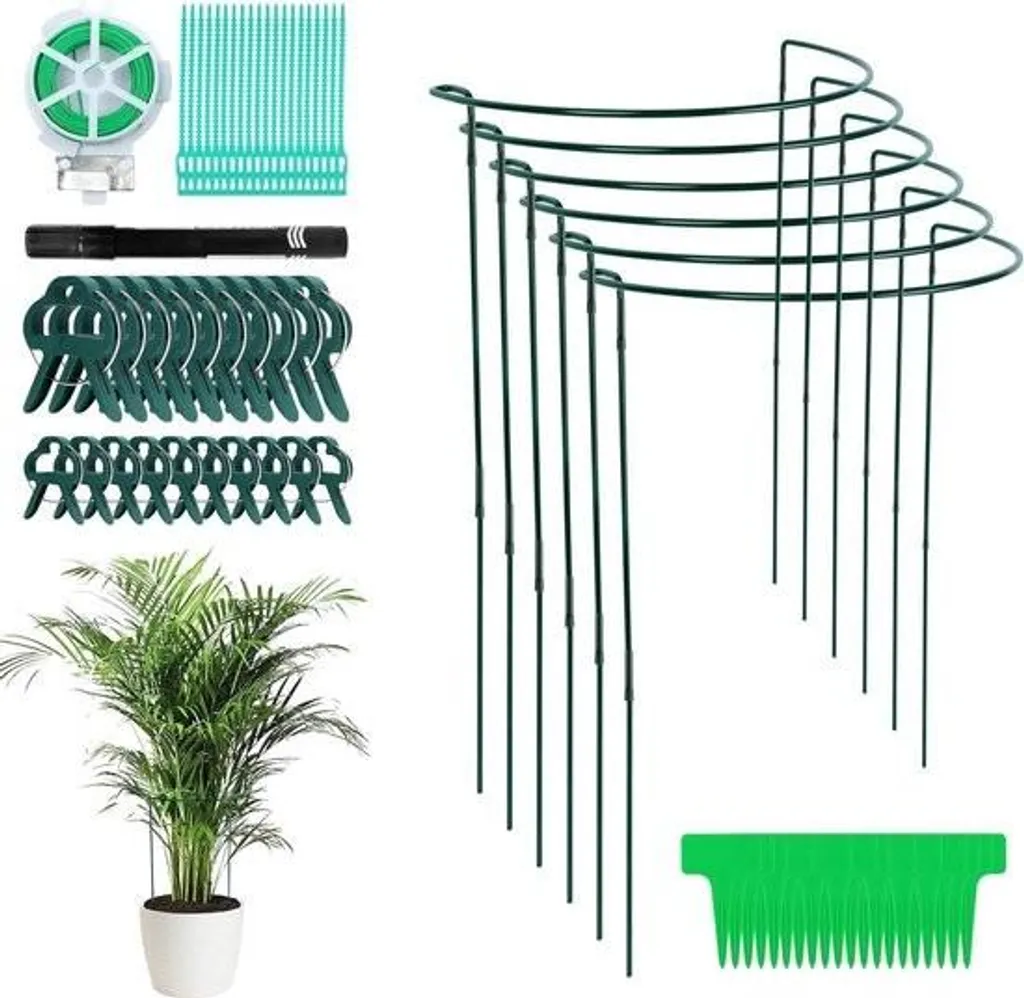 Supporto per Arbusti e Fiori Metallo 80cm | Set 6 Anelli Regolabili