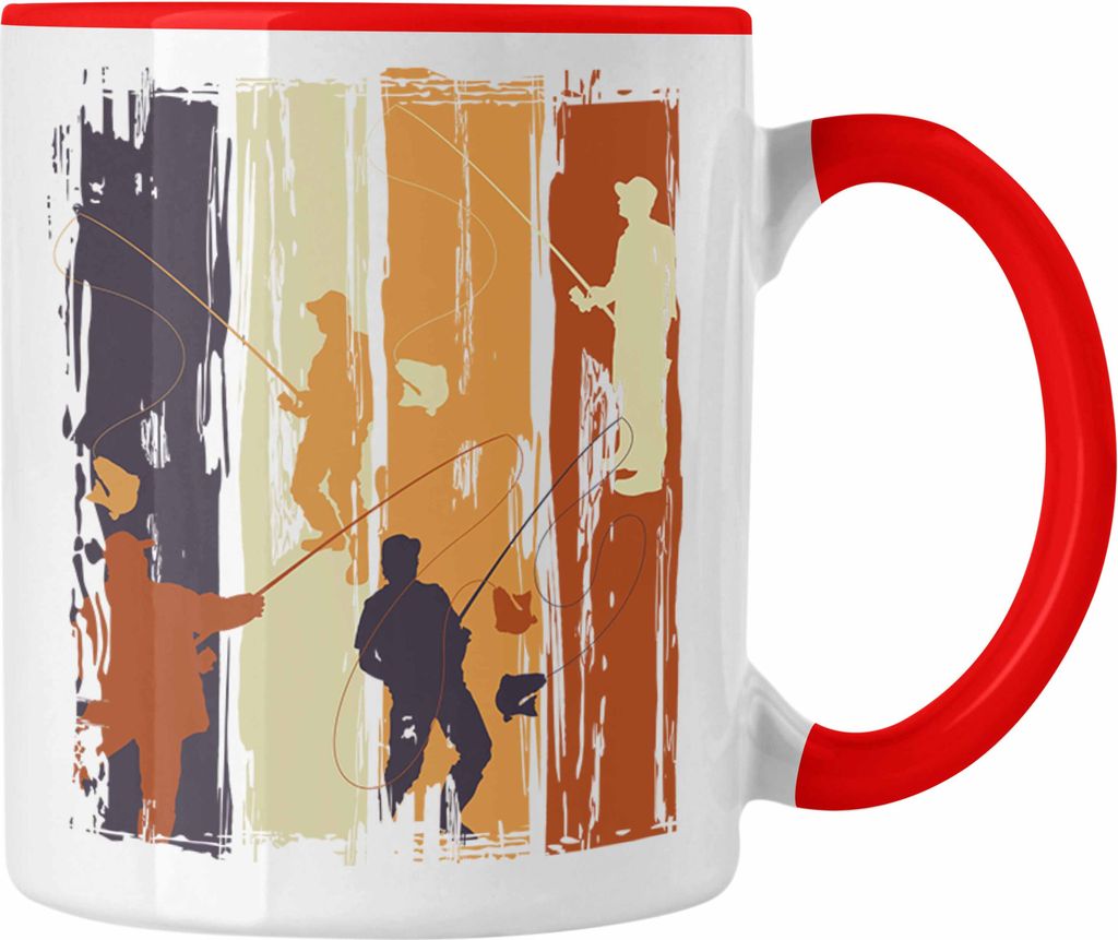 Trendation - Angler Tasse Geschenk Männer Grafik Lustig für Fischer Geschenkidee Angeln Becher (Rot)