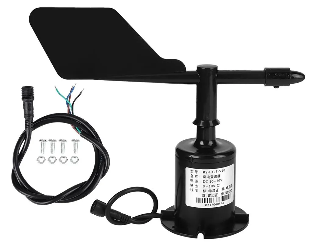 Anémomètre 8 directions 0-10V robuste en polycarbonate noir