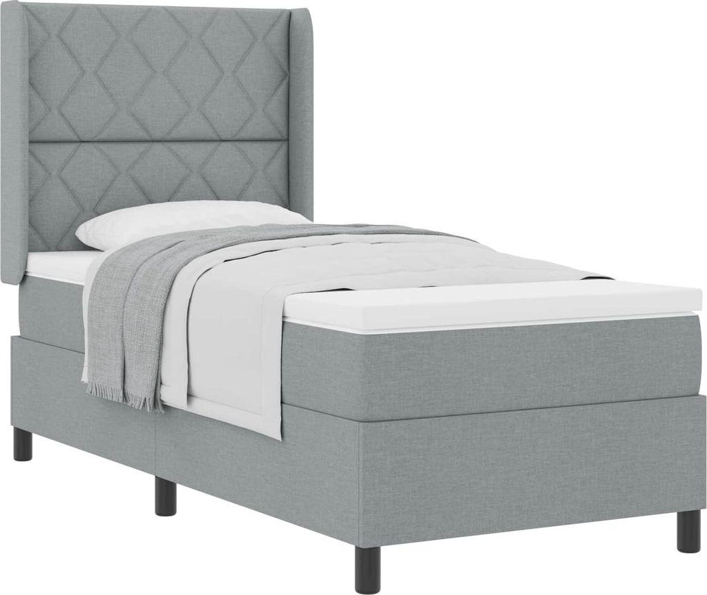 vidaXL Boxspringbett mit Matratze Hellgrau 200 x 100 cm Stoff