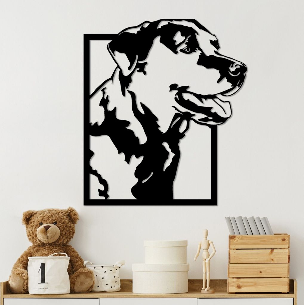 Wallity, Black Lab, Dekoratives Wandaccessoire aus Metall, Schwarz, 100 % METALL, 41 x 53 cm