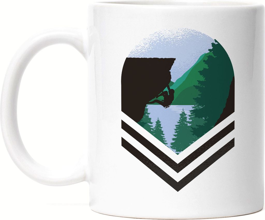 Klettern Tasse Weiß Berge Bergsteiger Bouldern Klettern Freizeit Healing Hügel Felsen Kletterschuhe Kletterer Sport