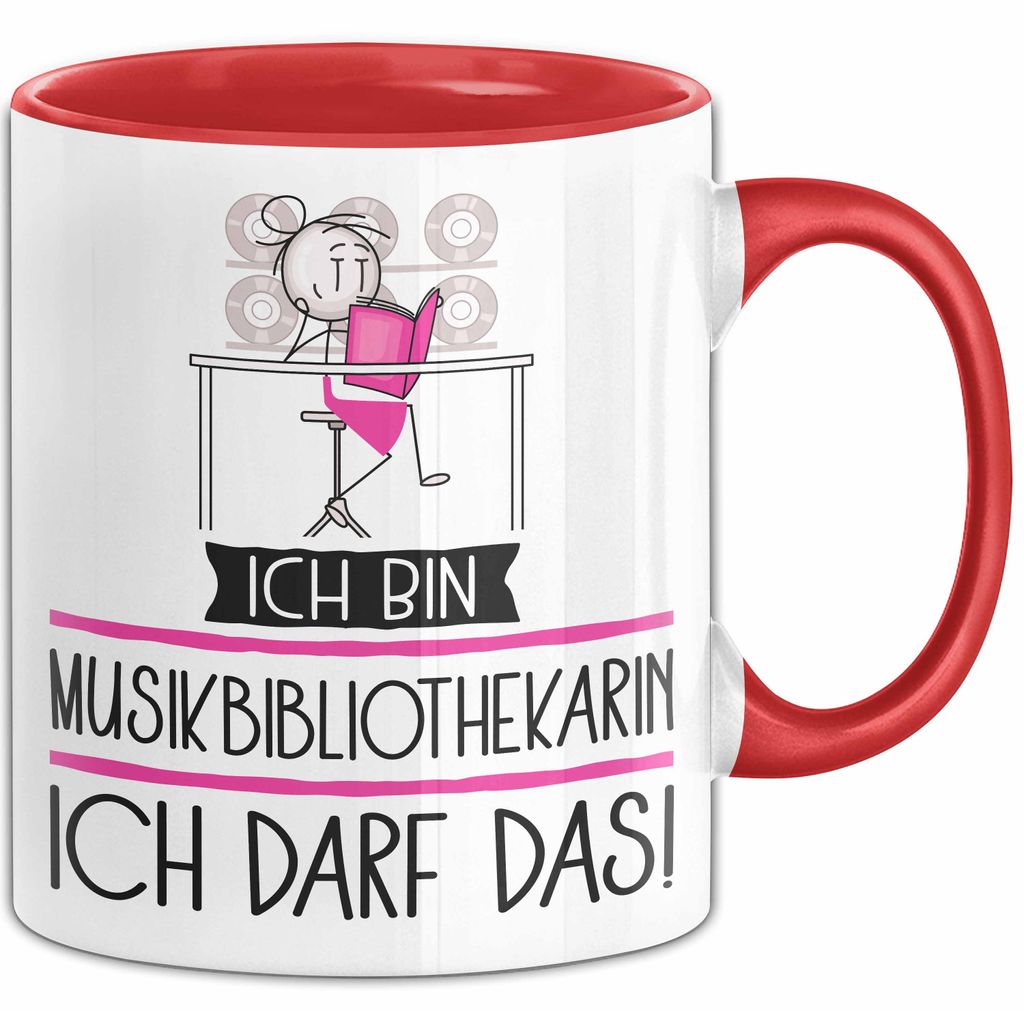 Geschenk für Musikbibliothekarin Tasse Lustige Geschenkidee Geburtstag Ich Bin Musikbibliothekarin Ich Darf Das (Rot)