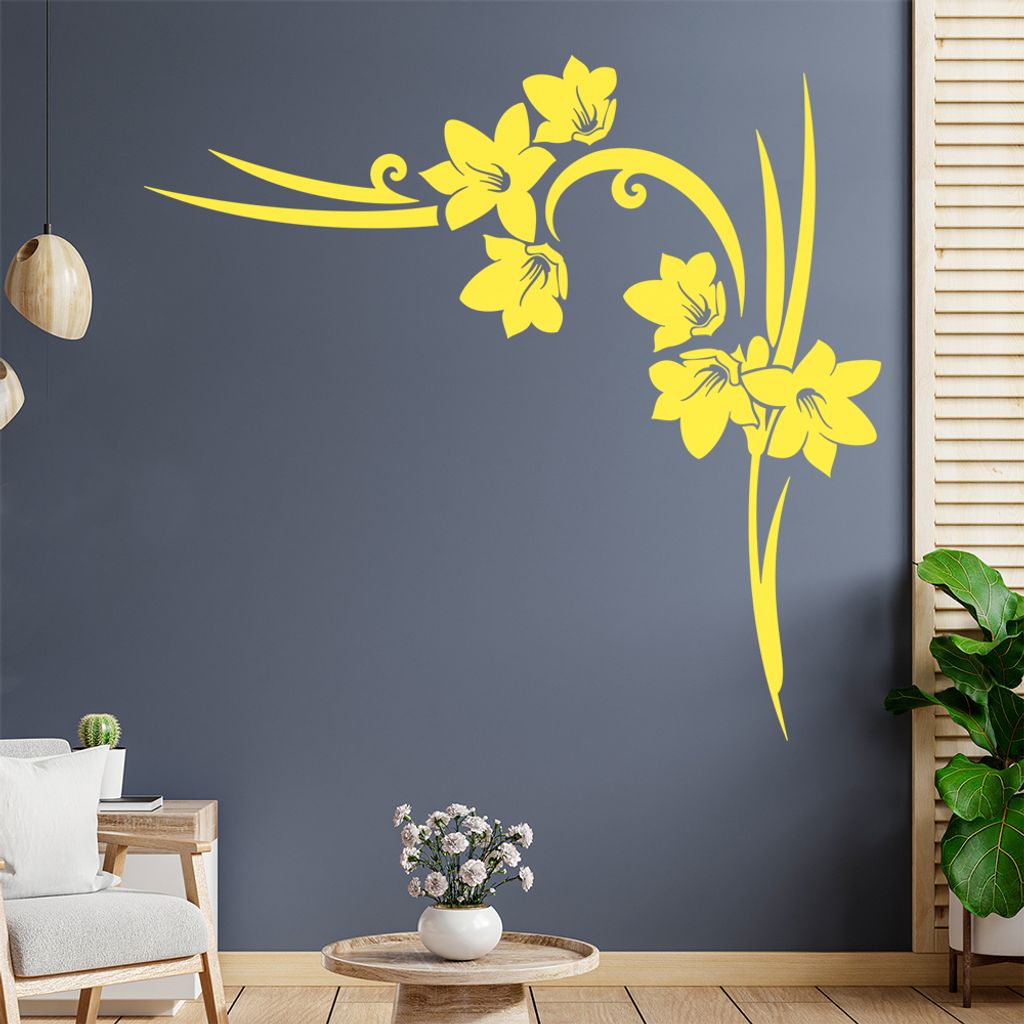 Blumen - Linien Wandtattoo in 6 Größen - Wandaufkleber Wall Sticker - Dekoration, Küche, Wohnzimmer, Schlafzimmer, Badezimmer
