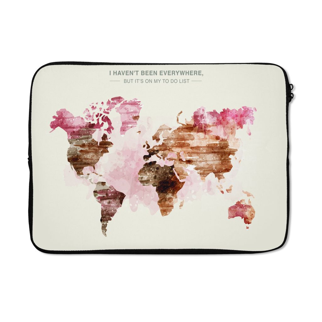 MuchoWow Laptop Hülle 14 ZollWeltkarte - Farbe - Braun Laptoptasche - Laptoptasche - Stoßsicher - Schutzhaube
