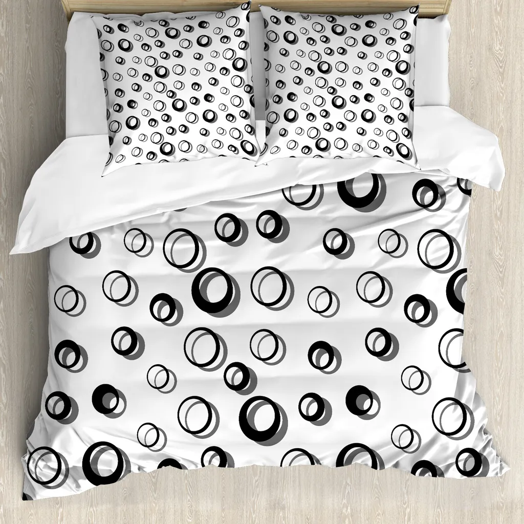 Set Copripiumino ABAKUHAUS 200x200 Bianco e Nero - Ipoallergenico Top
