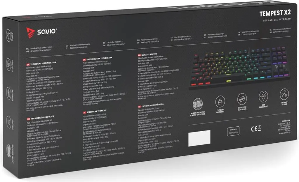 Savio Tempest x2 RGB Clavier Mécanique Compact TKL Switch Outemu Red - 5