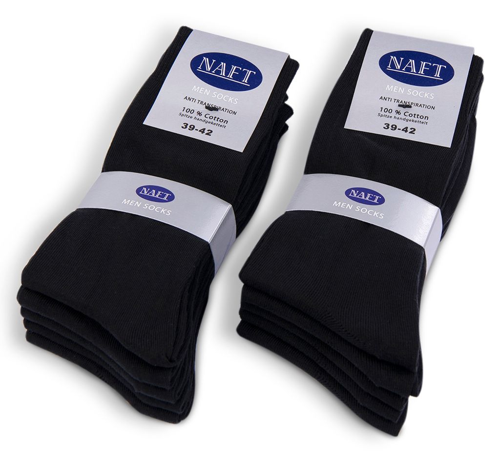 10 Paar Herren Business Socken schwarz 100% BW handgekettelt ohne Naht Art 234 