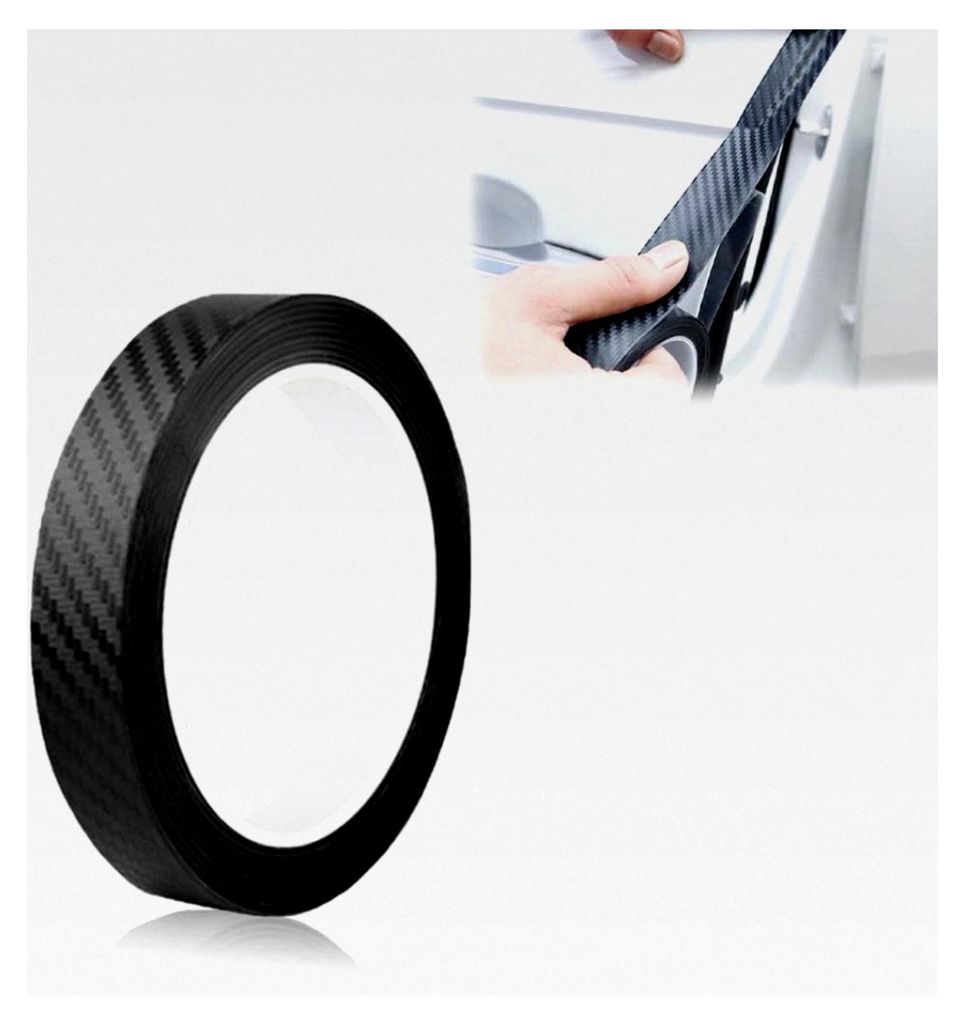 5m Zierstreifen für Auto, Motorrad, Boot - Carbon Schwarz, 20mm Breite - Seiten- und Dekorstreifen mit Klebestreifen und Schutzfilm für Autotürk...