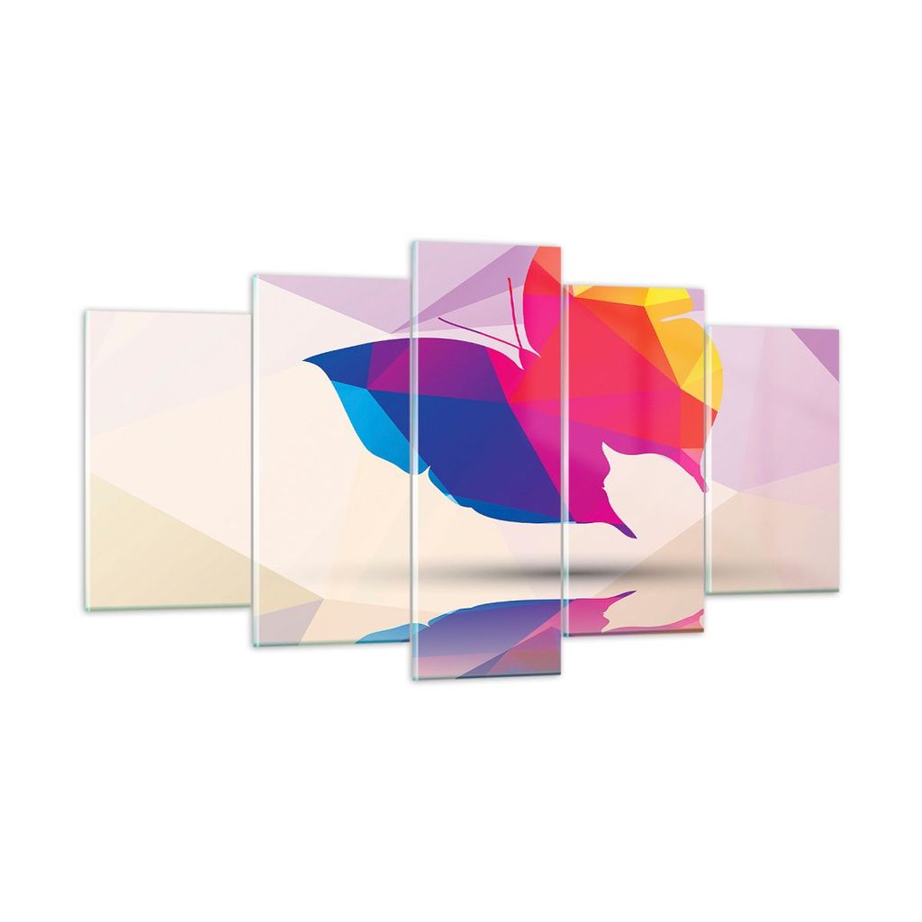 Bilder auf glas - Schmetterling Illustration Grafik - 160x85cm - Glasbilder - Wandbilder - Kunstdruck - Wanddekoration aus Glas - Glas Bilder - Wan...