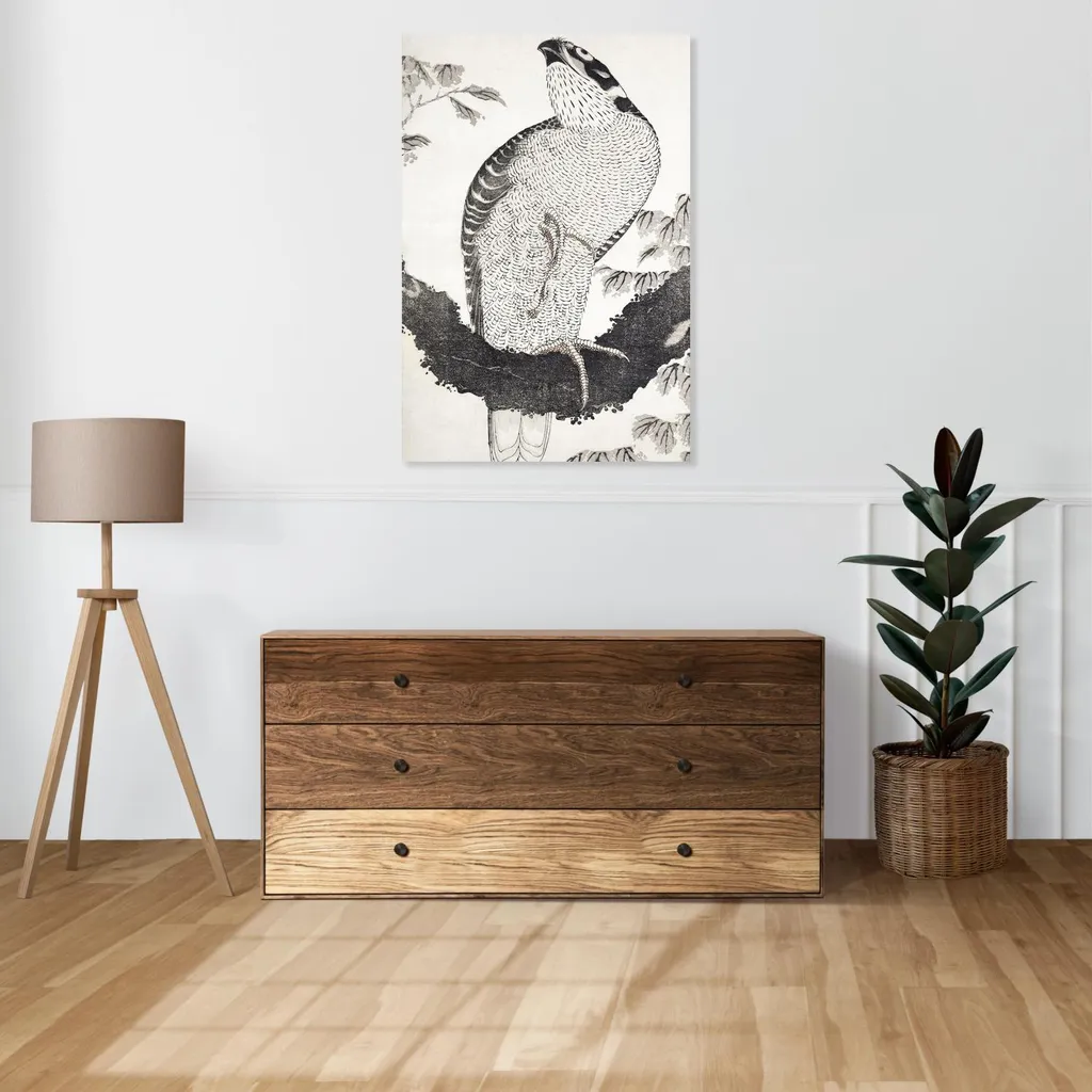 Quadro 50x90 cm Bird, Hokusai Giapponese Vintage per il salotto - 2