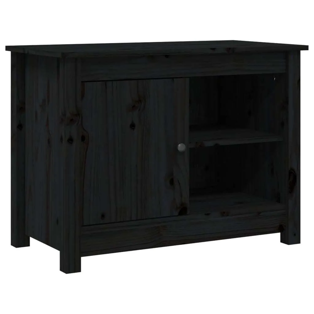 Mobiletto TV Salvaspazio Nero 70x36,5x52 cm in Pino Massello