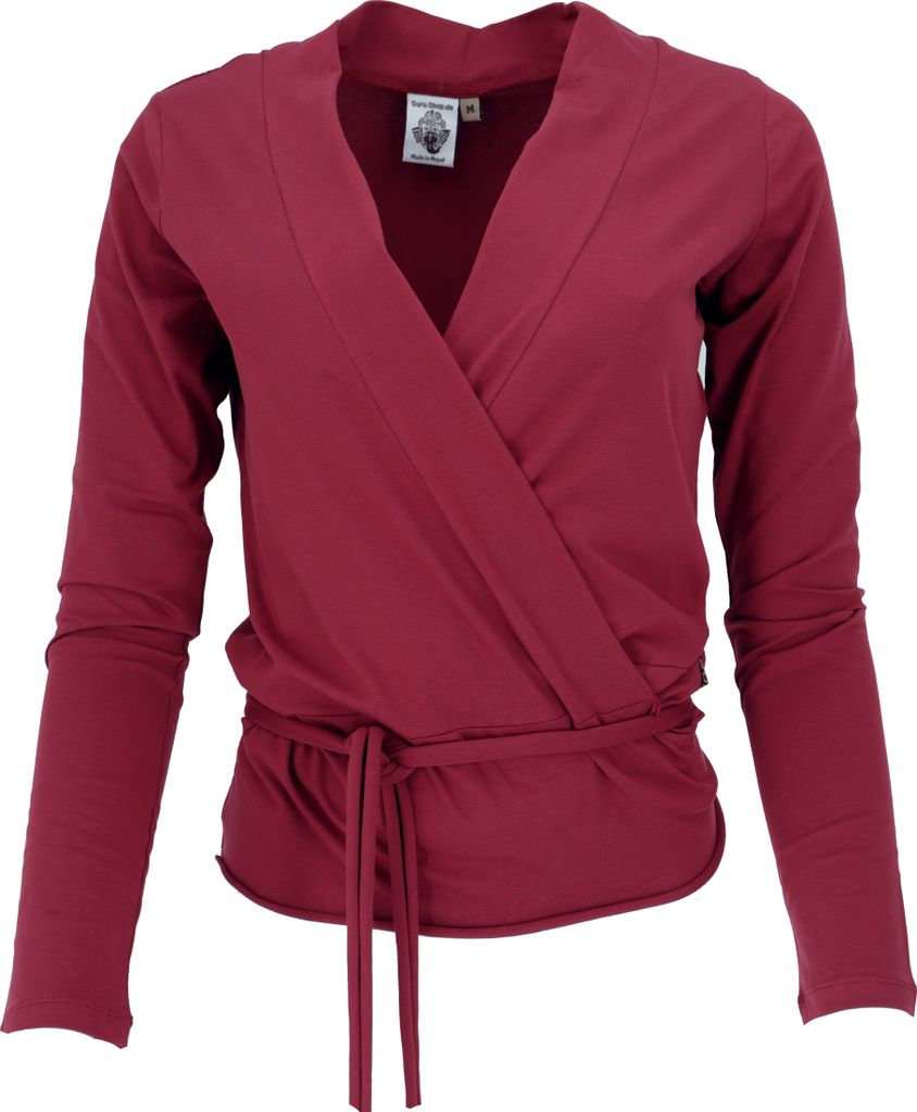 Wickelshirt, Yogashirt, Langarmshirt in Bio-Qualität - Paprika, Damen, Rot, Elasthan,Baumwolle(Bio), Größe: S