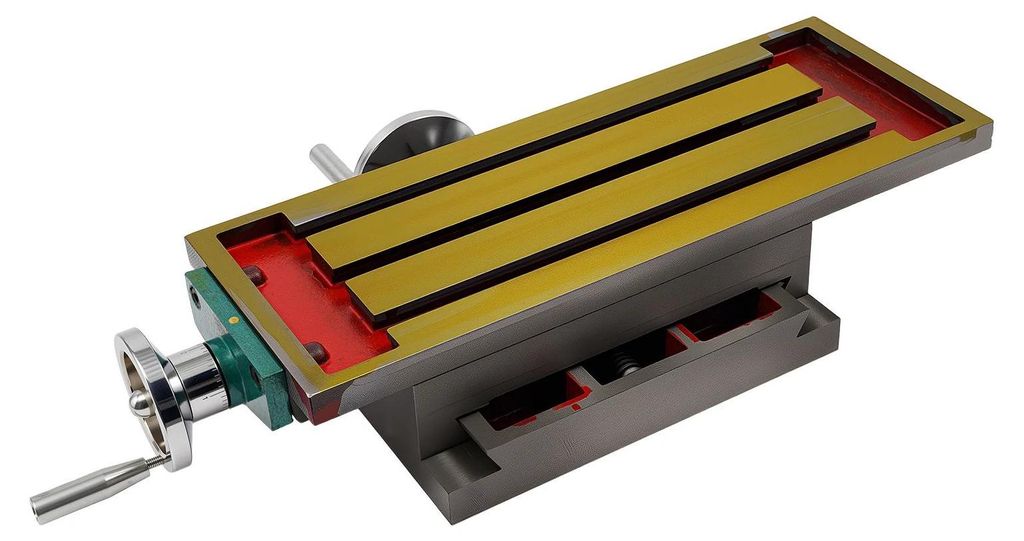 Frästisch - XY-Kreuztisch für Bohr-/Fräsmaschine - Gusseisen - X-Verfahrweg 27 cm - Y-Verfahrweg 12,5 cm - T-Nuten - Handräder - Größe 57×36...