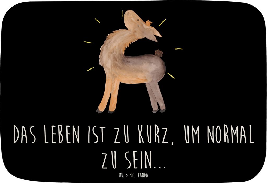 Mr. & Mrs. Panda Badematte Lama Stolz - Schwarz - Geschenk, Anders, Badteppich, Badezimmerteppich, Badezimmer Matte, Family, Familie, Badvorleger, ...