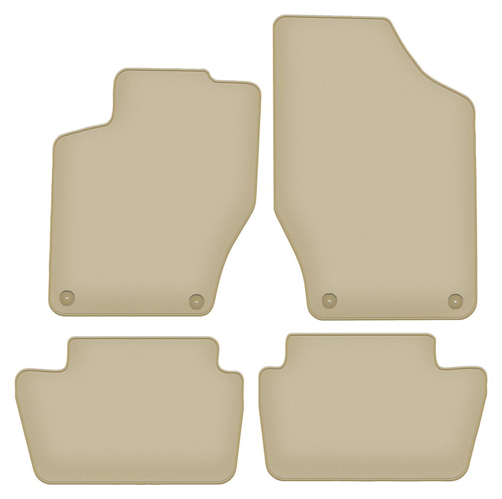 Velours-Fußmatten PREMIUM beige passend für Peugeot 308 I (2007-2013, Schrägheck, Kombi, SW) – mit Befestigungen – passgenau
