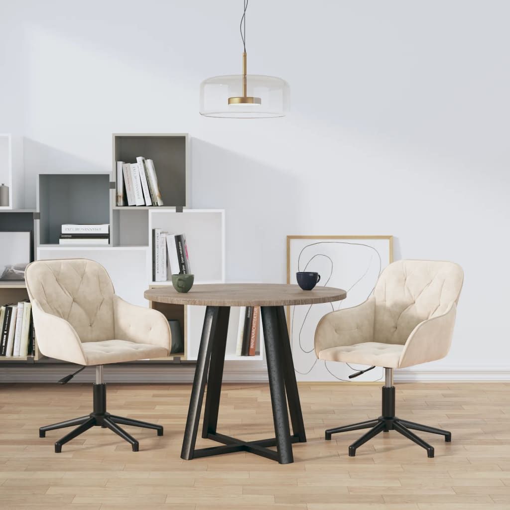 The Living Store Esszimmerstühle 2 Stk. Drehbar Creme Samt