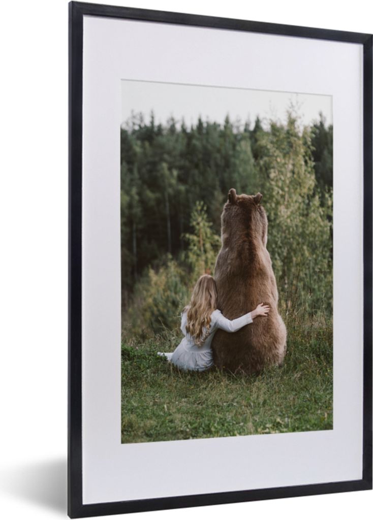 MuchoWow Gerahmtes Poster Natur - Tiere - Mädchen - Baum 40x60 cm - Poster mit Schwarzem Bilderrahmen Wandposter Rahmen Foto Bilder - Poster in ...