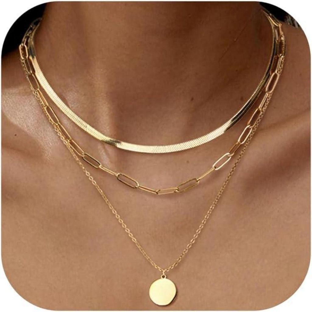 Stapelbare Halsketten Damen Set 3-teilig Edelstahl Produktbild 