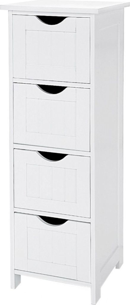 Kommode - Badezimmer - 4 Fächer - 30x82x30 cm - weiß Produktbild 