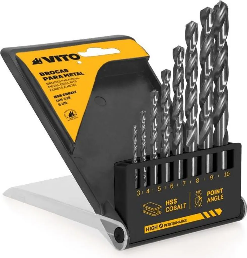 Jeu de Forets à Métaux HSS Cobalt 5% VITO pour Perçage Inox et Fonte