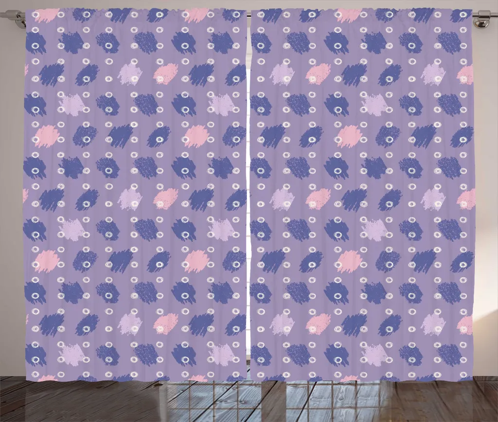 Rideau de salon artistique violet 280x225 cm idéal pour grandes baies