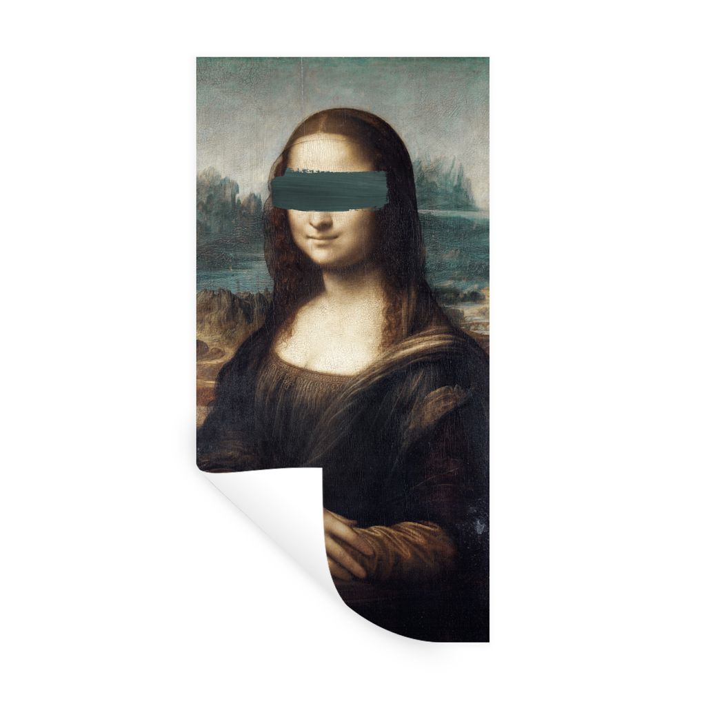 MuchoWow Wandtattoo Wandsticker Wandaufkleber Mona Lisa - Leonardo da Vinci - Blau 20x40 cm Selbstklebend und Repositionierbar - Selbstklebend - ...