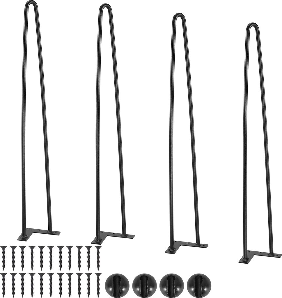 VEVOR 4er-Set Tischbeine Haarnadelbein 710mm hoch 110x110mm Montageplatte Kohlenstoffstahl Pulverbeschichtet Hairpinlegs 227kg Tragfähigkeit Ideal...