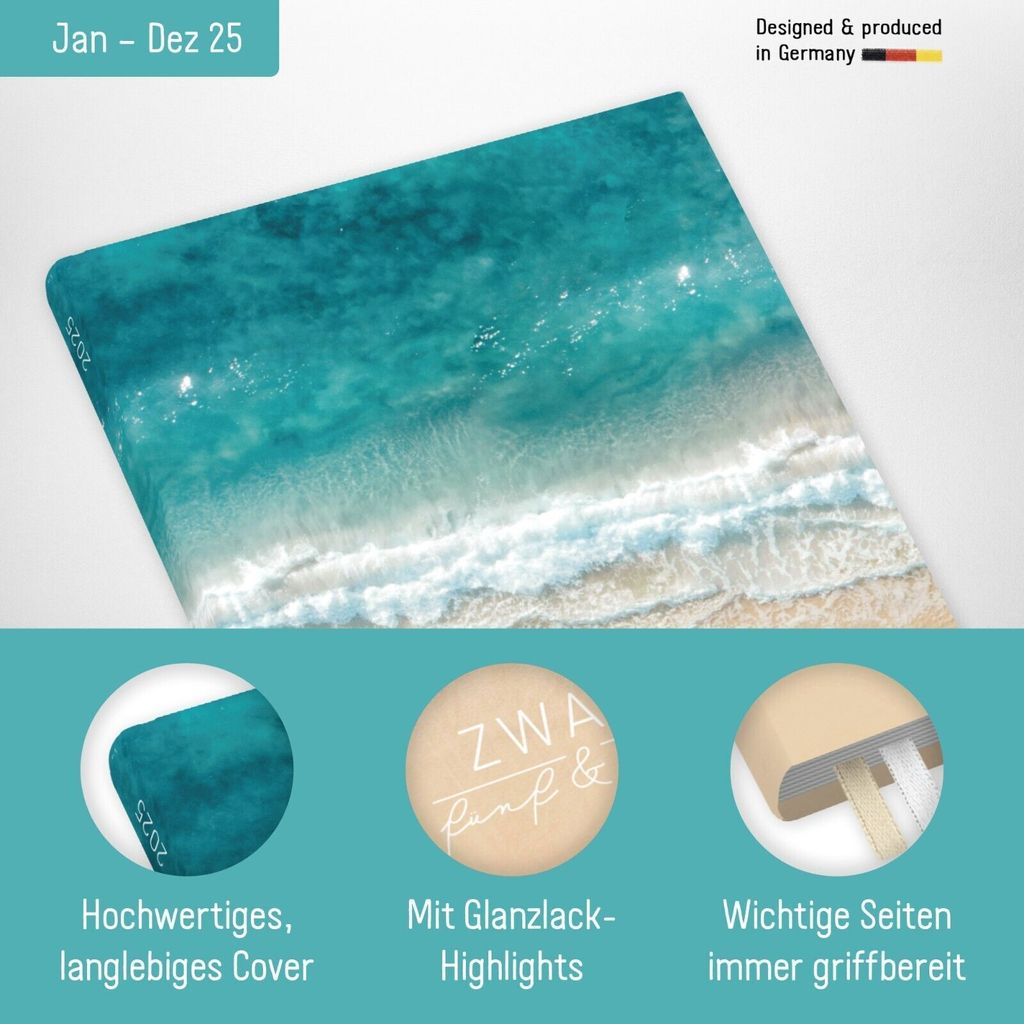Chäff-Timer Classic 2025 / 12 MONATE / A5 / Summer Beach / Produktbild 2