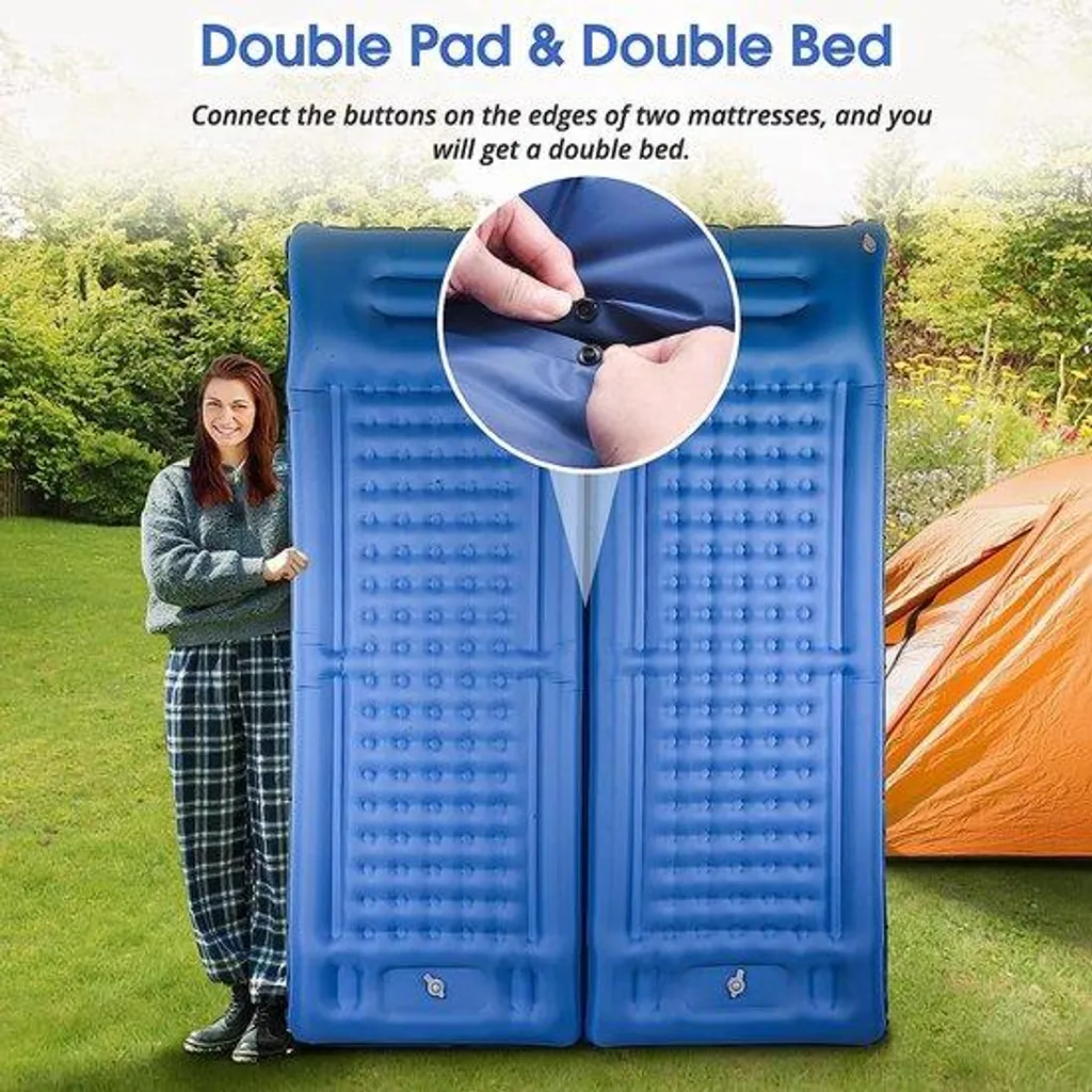 Matelas de camping gonflable XL bleu 12,7 cm avec pompe intégrée