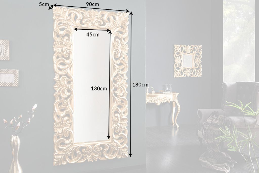 Großer Barock Design Spiegel VENICE gold antik 90x180cm Produktbild 9