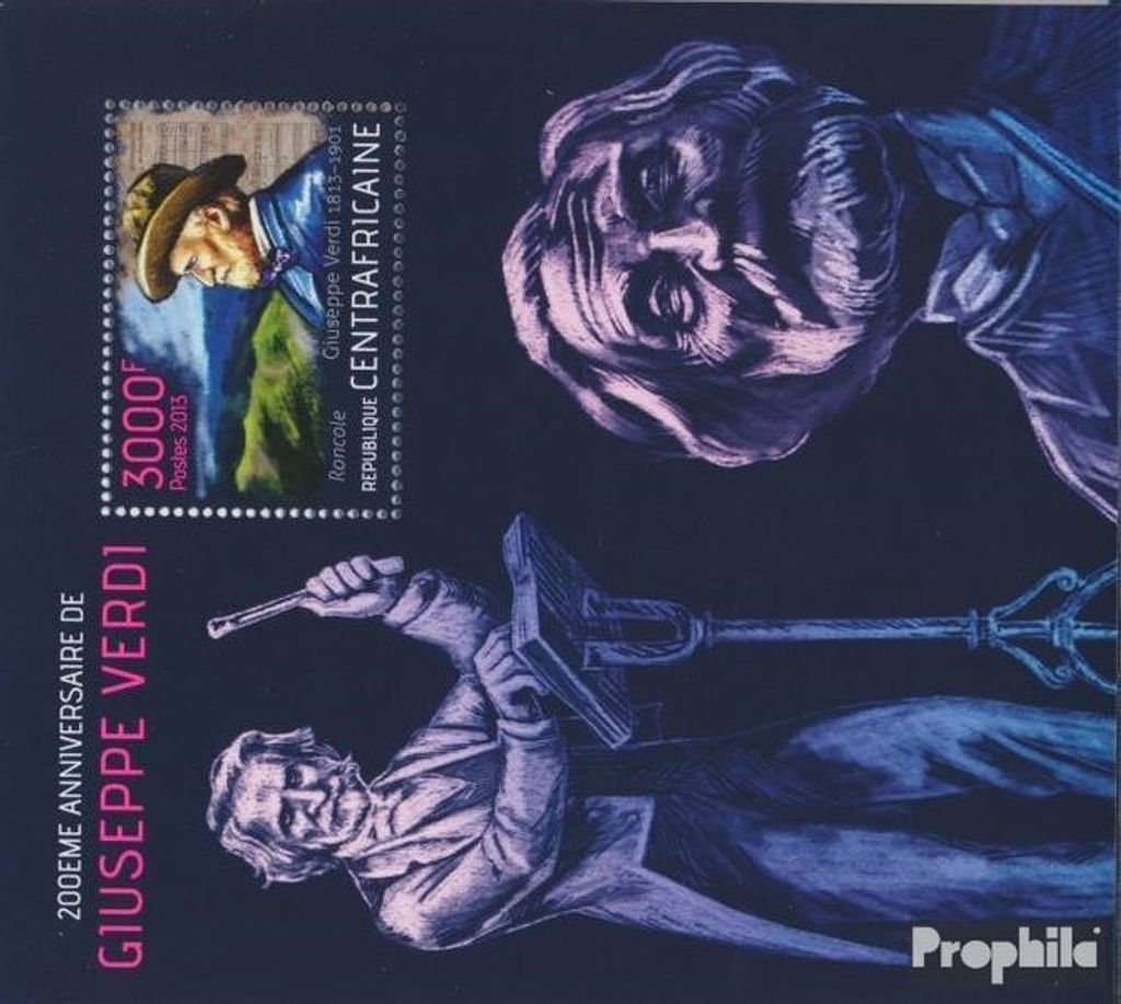 Briefmarken Zentralafrikanische Republik 2013 Mi Block 1079 (kompl. Ausgabe) postfrisch Giuseppe Verdi