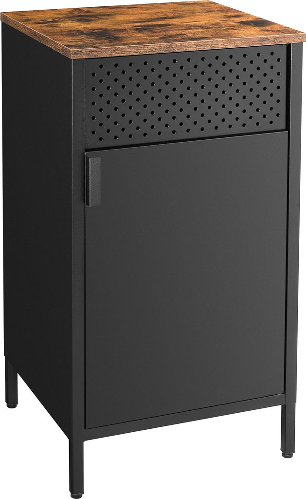 SONGMICS Nachttisch, Beistellschrank, Tür mit Magnet, Beistelltisch, verstellbarer Einlegeboden, für Schlafzimmer, Wohnzimmer, Stahlgestell, Indu...