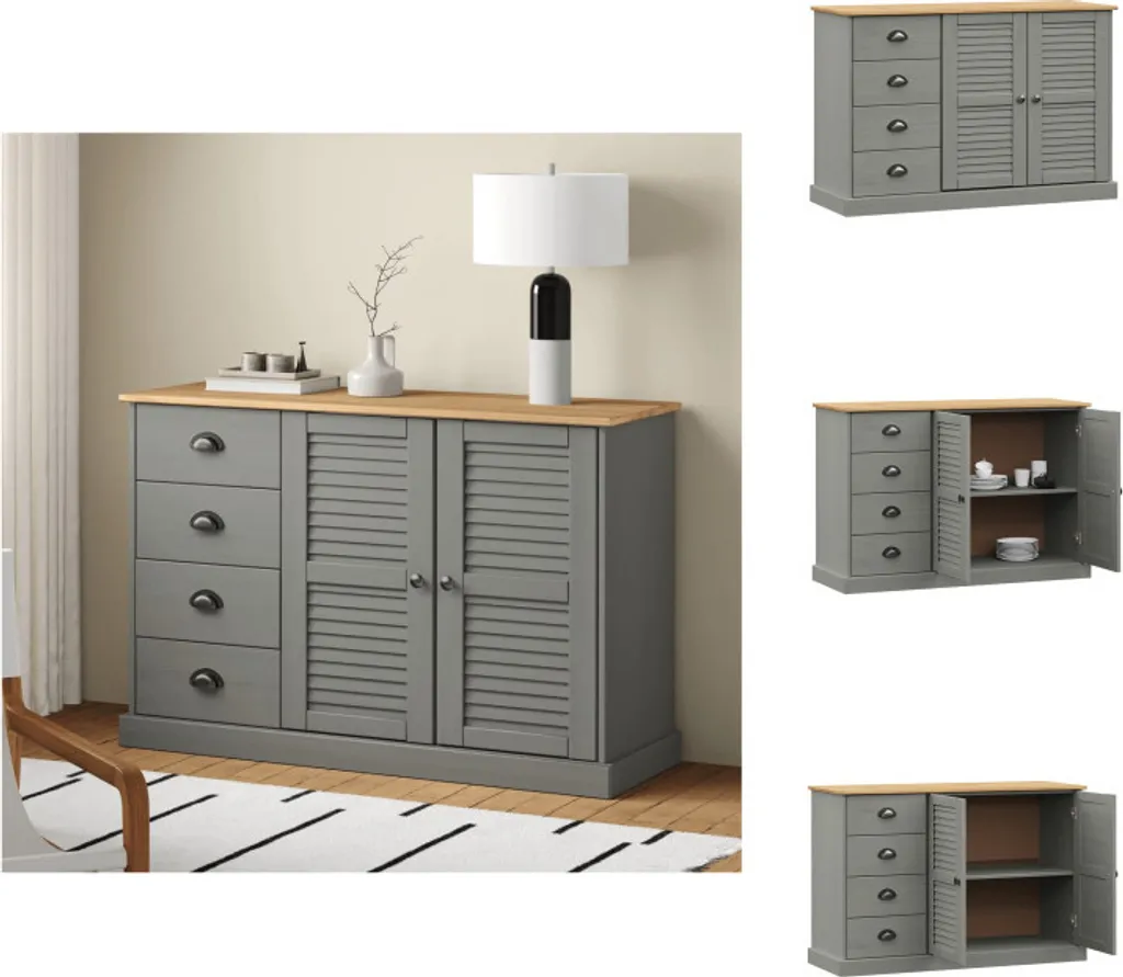 Meuble de rangement VIGO 113 cm en pin pour organiser salon et bureau