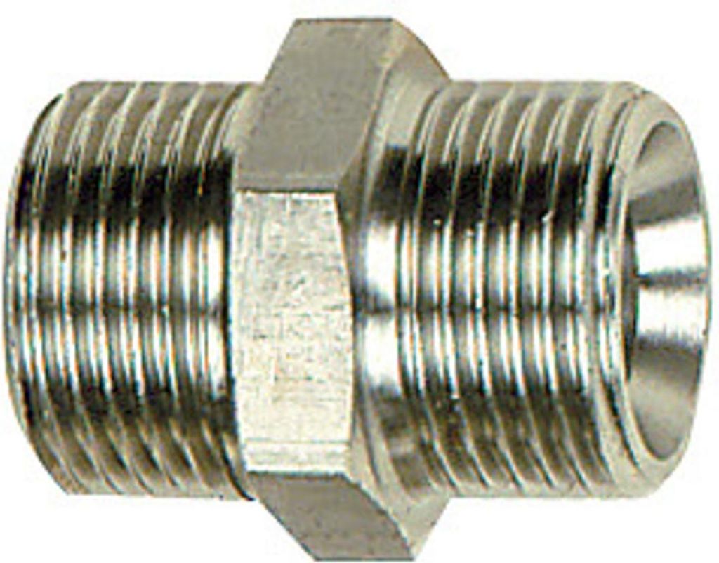 Riegler Doppelgewindenippel, G 1/2 a., G 1/2 a., SW 24, Edelstahl 1.4571