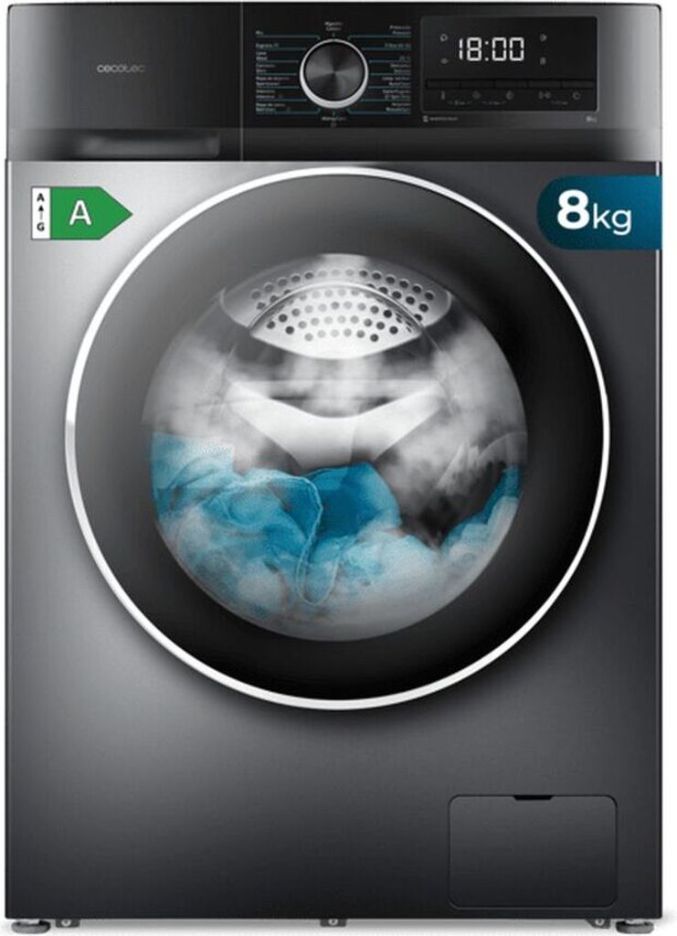 Cecotec Waschmaschine 8Kg Frontlader Bolero Dresscode 8500 Inverter Steel AAA 1900W, 1400 U/min, Inverter Plus Motor, Niedriger Stromverbrauch, 16 ...