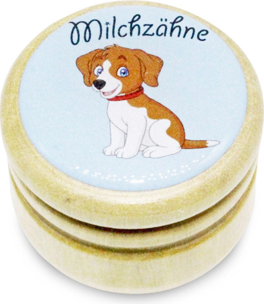 Milchzahndose Hund Zahndose Milchzähne Bilderdose aus Holz Produktbild 