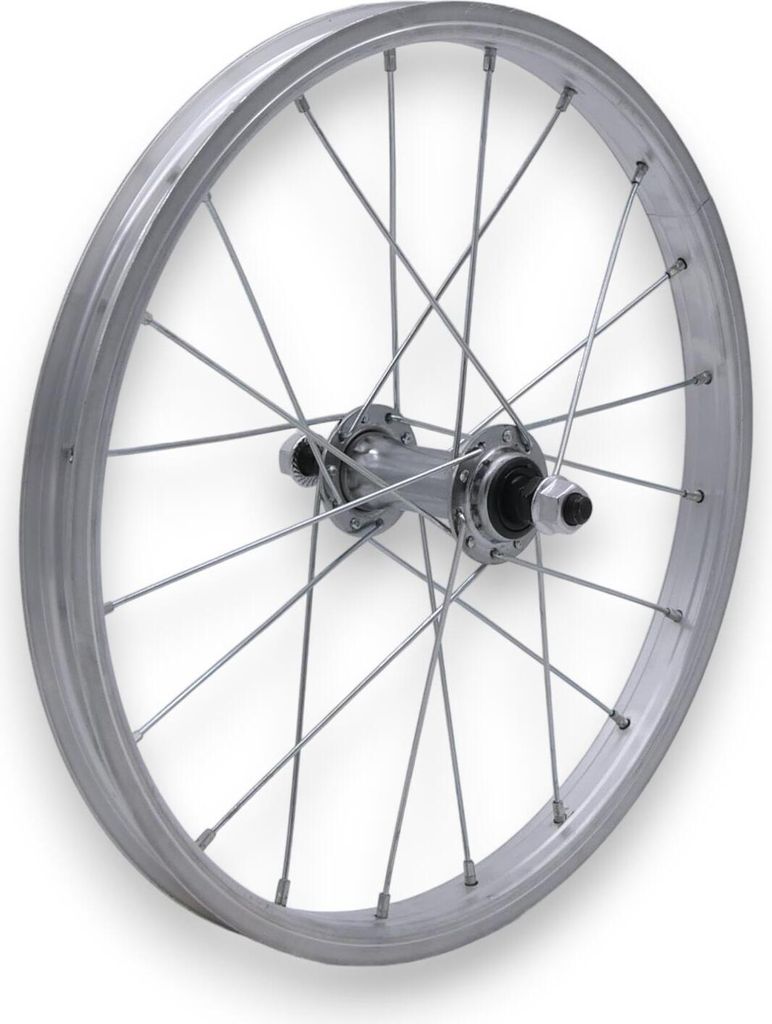 Laufrad Kinderfahrrad VR 16" x 1,75 Aluminium silber Stahl Nabe