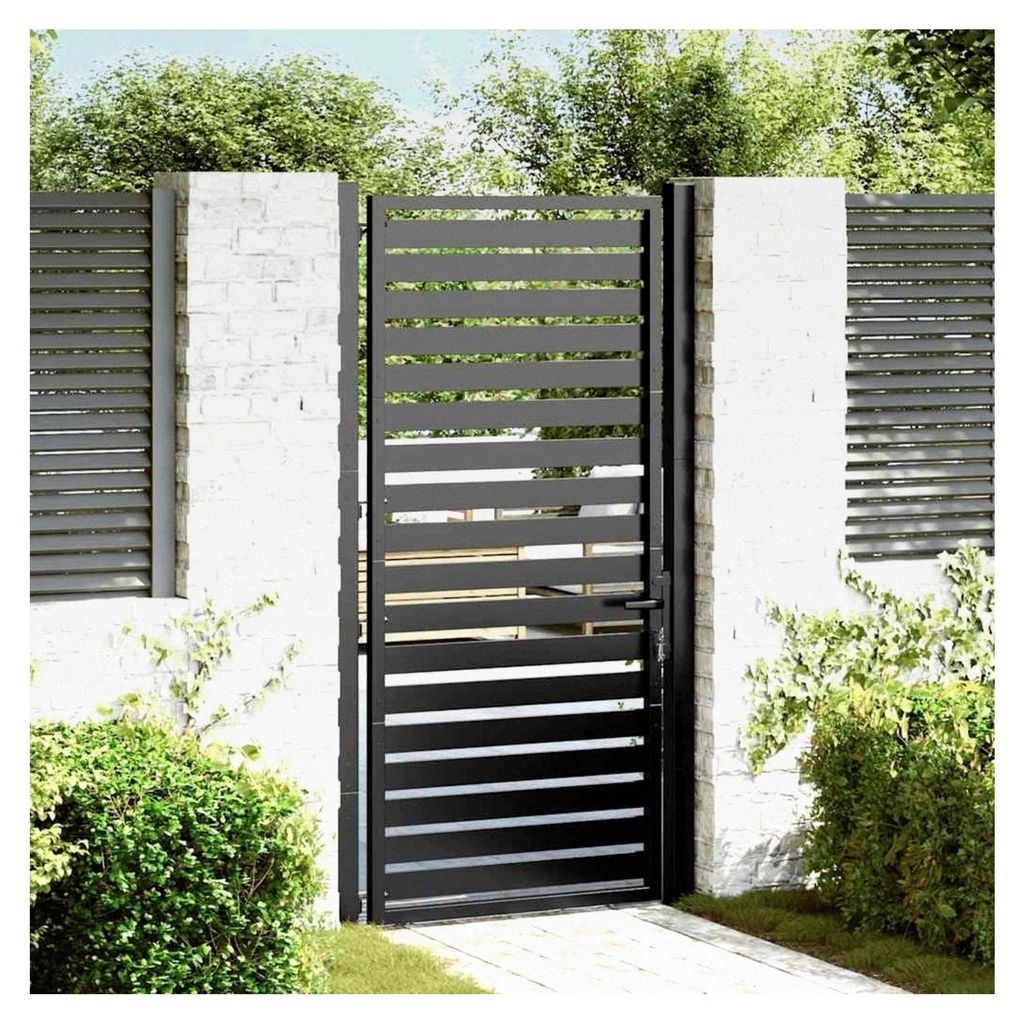Abschließbares Gartentor aus Aluminium, Metall Schwarz 100x180 cm